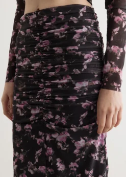 Mesh Ruched Midi Skirt