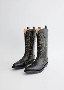Mid Shaft Embroidered Western Boots