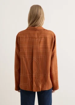 Monogram Silk Pj Top