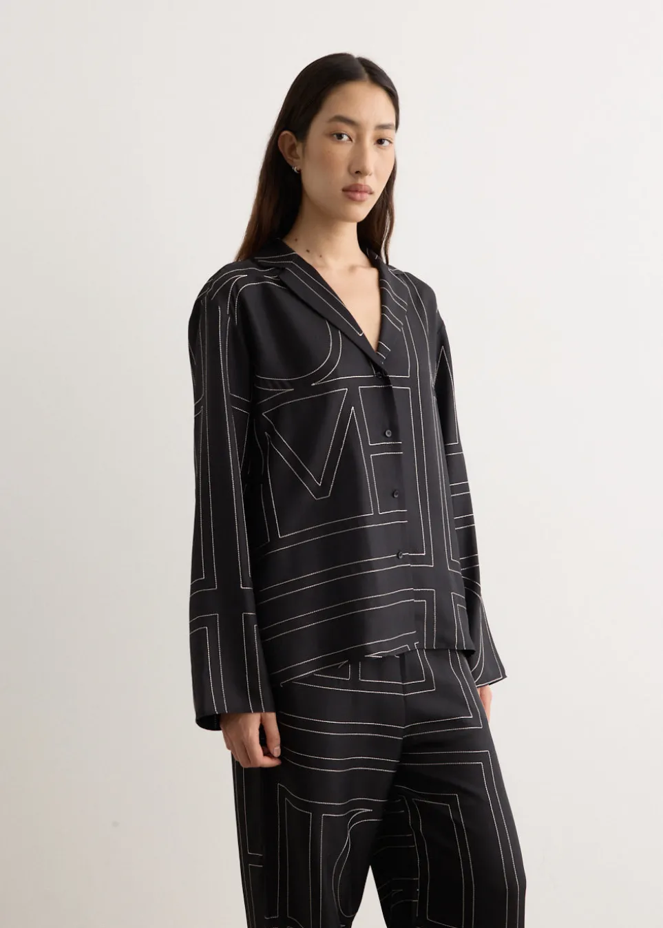 Monogram Silk Pj Top