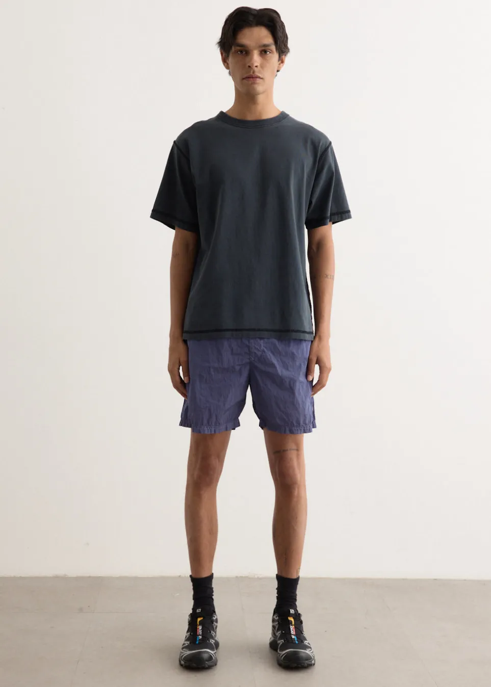 Nylon Metal Mid Length Swim Shorts