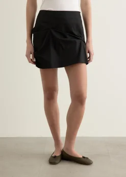 Nylon Tuck Detail Mini Skirt