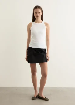 Nylon Tuck Detail Mini Skirt