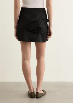 Nylon Tuck Detail Mini Skirt