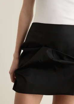 Nylon Tuck Detail Mini Skirt