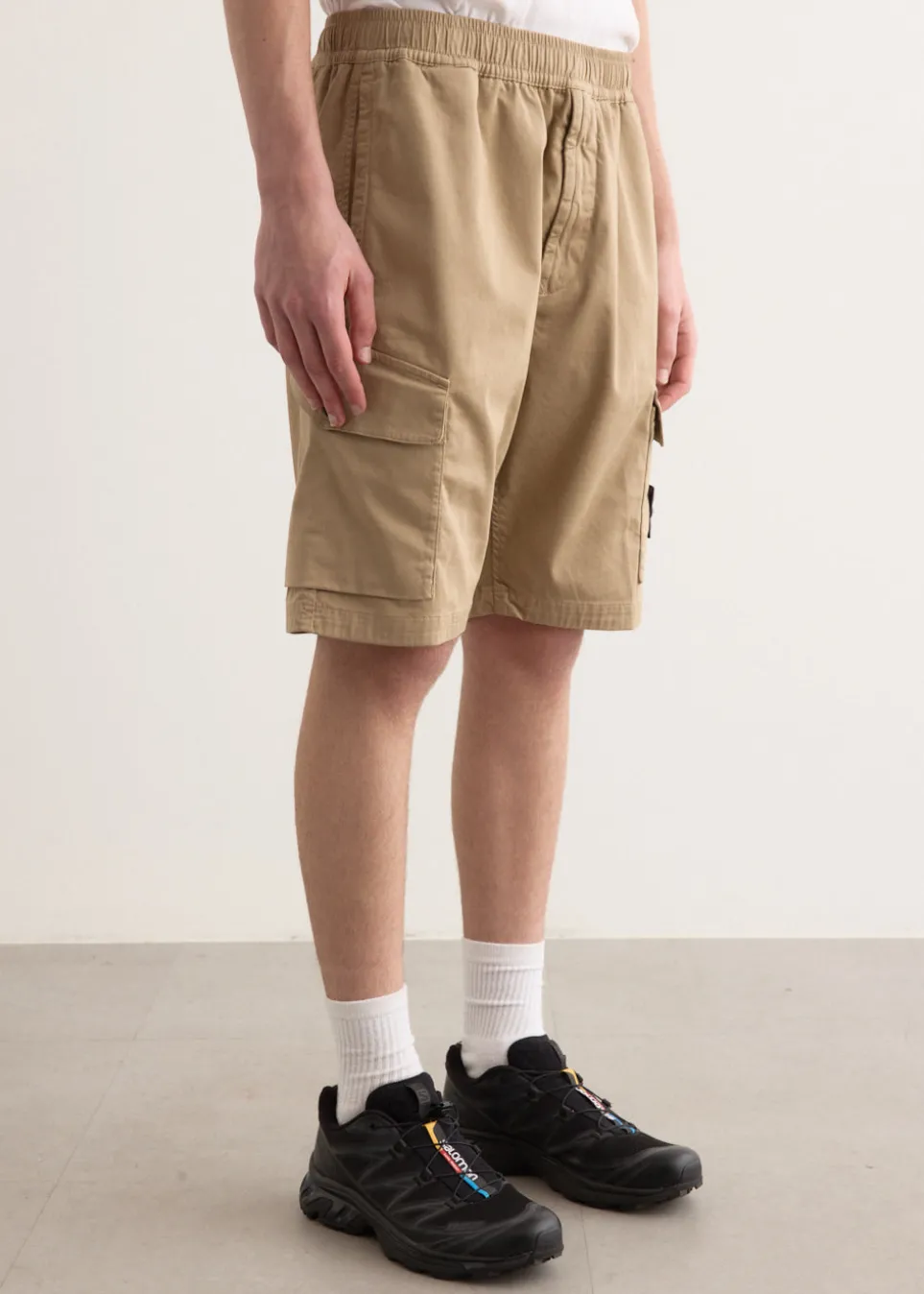 Organic Stretch Cotton Satin Cargo Shorts