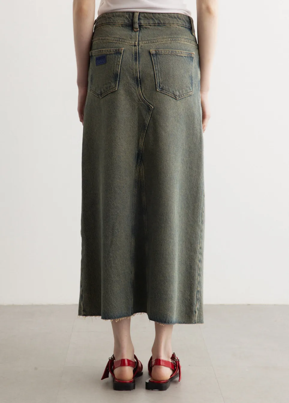 Overdyed Heavy Denim Maxi Skirt