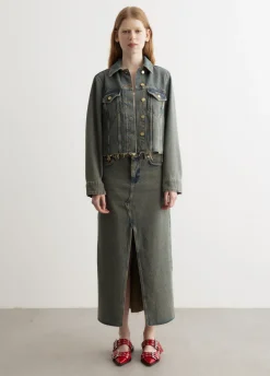 Overdyed Heavy Denim Maxi Skirt