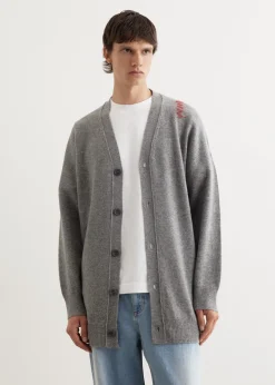 Oversized Embroidered Logo Cardigan