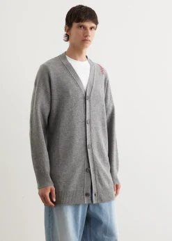 Oversized Embroidered Logo Cardigan