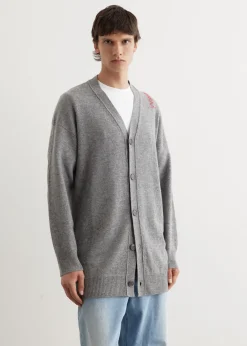 Oversized Embroidered Logo Cardigan