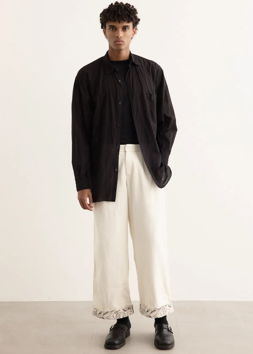 Paisley Embroidered Cuff Trousers