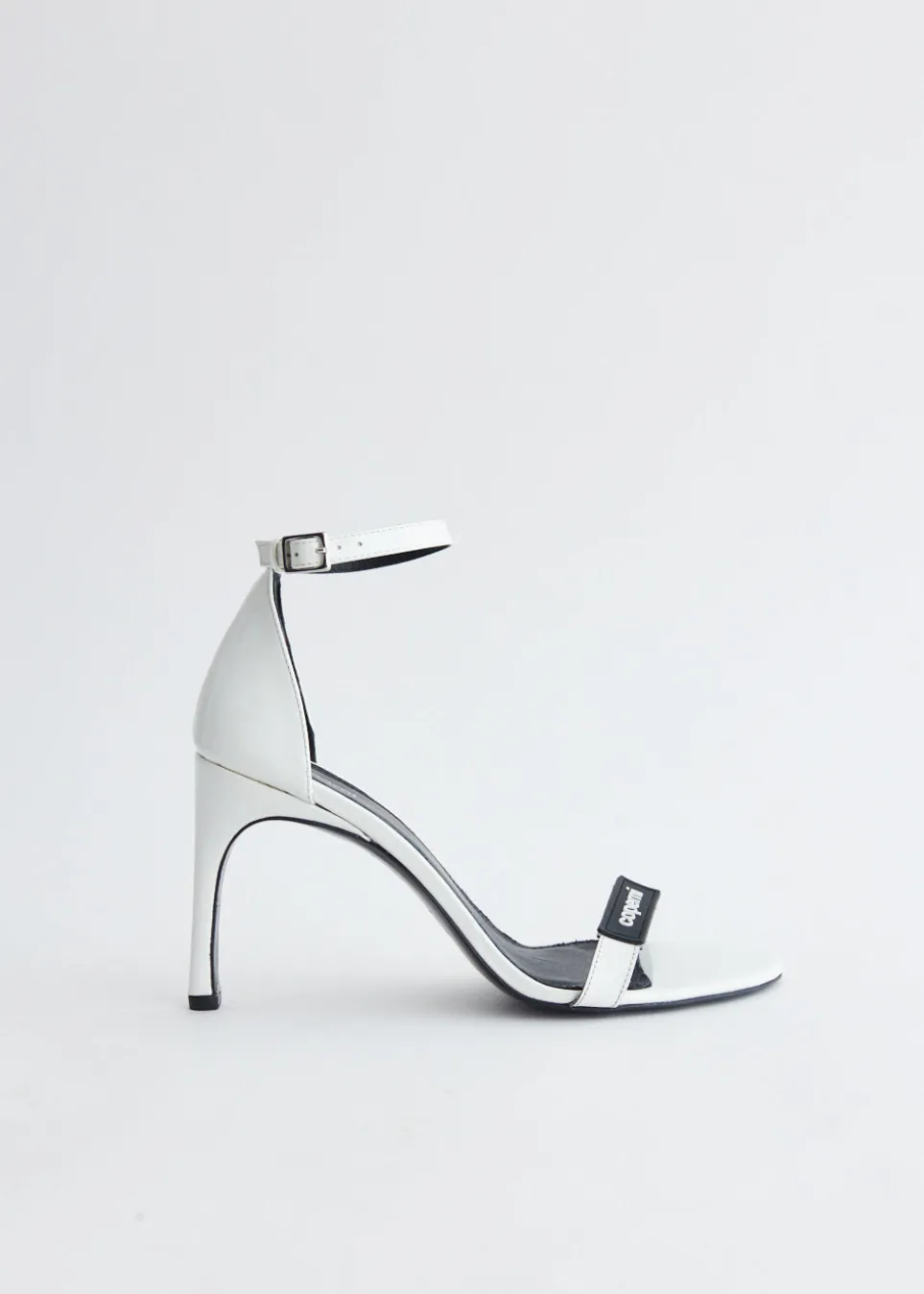 Patent Skinny Strap Logo Sandals