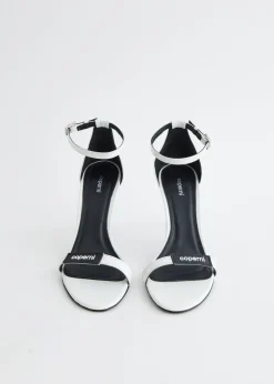 Patent Skinny Strap Logo Sandals