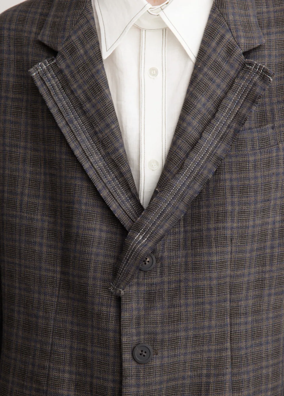Plaid Decorative Cloth 3 Buttons Jacket