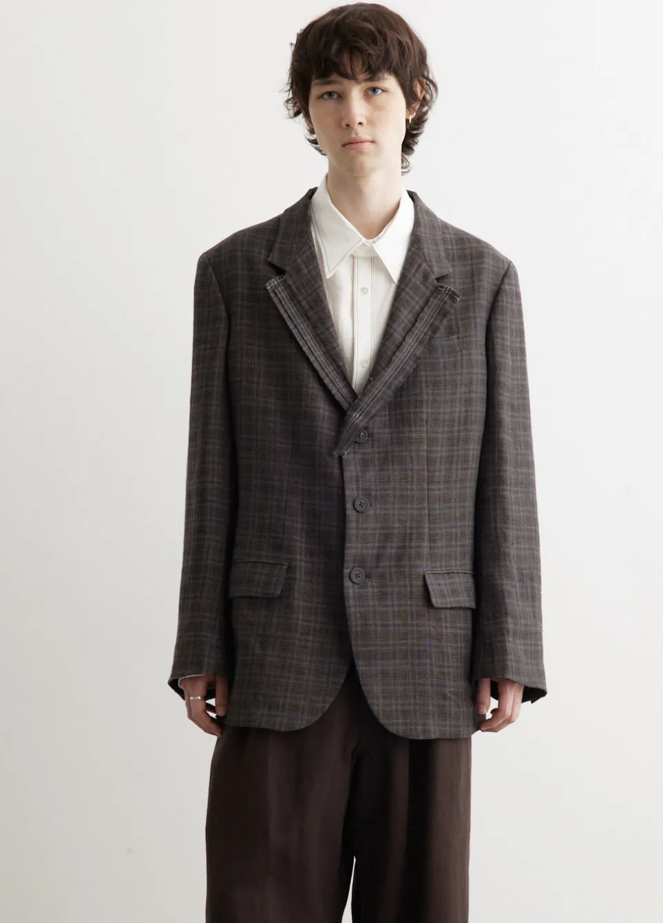 Plaid Decorative Cloth 3 Buttons Jacket