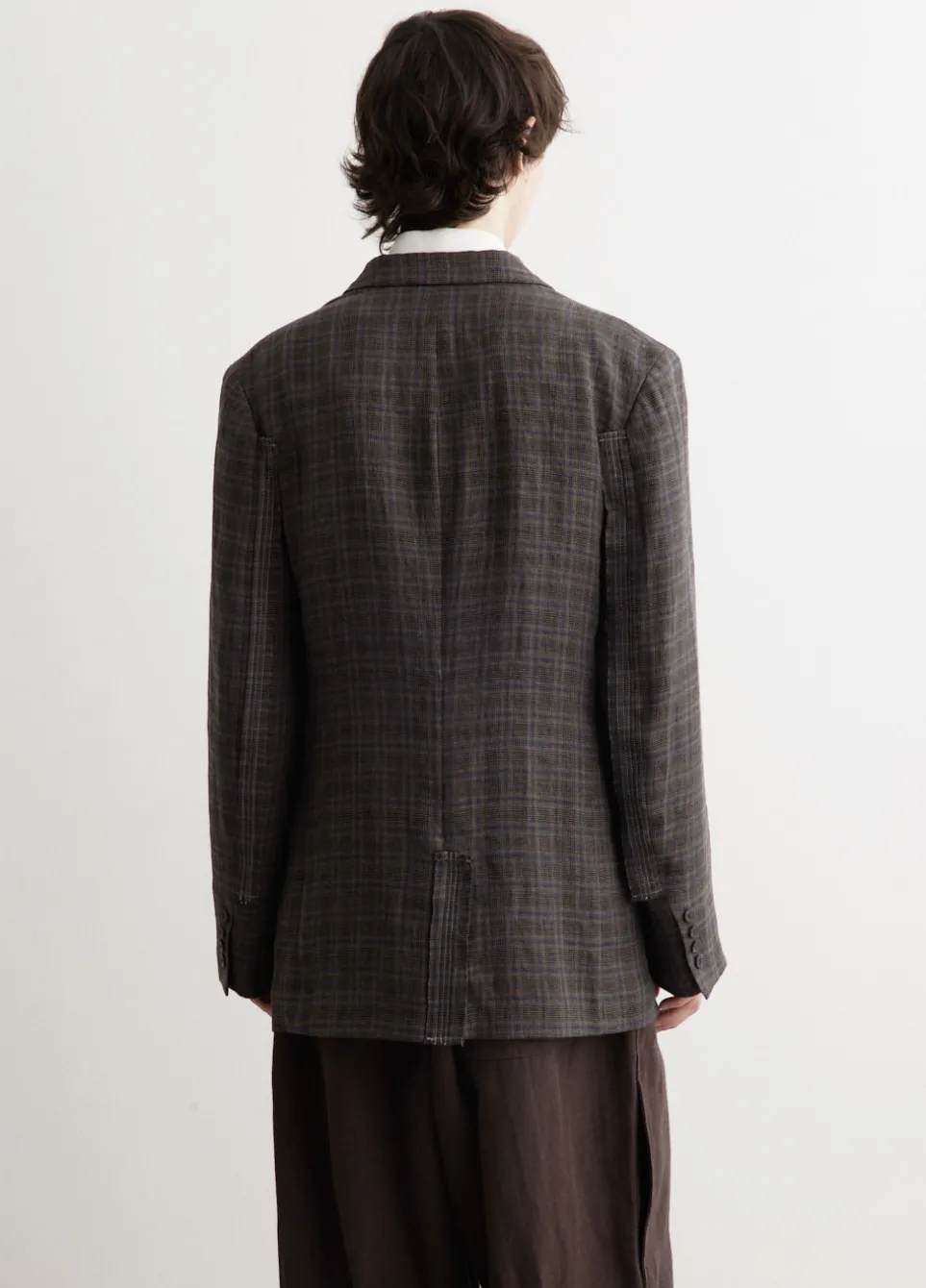 Plaid Decorative Cloth 3 Buttons Jacket