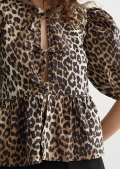 Printed Cotton Poplin Peplum Blouse