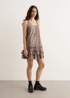 Printed Cotton Poplin U-Neck Mini Dress