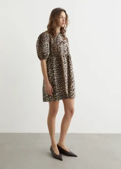 Printed Cotton Tie String Mini Dress