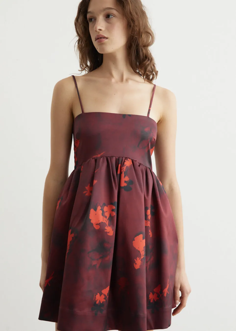 Printed Double Satin Strap Mini Dress