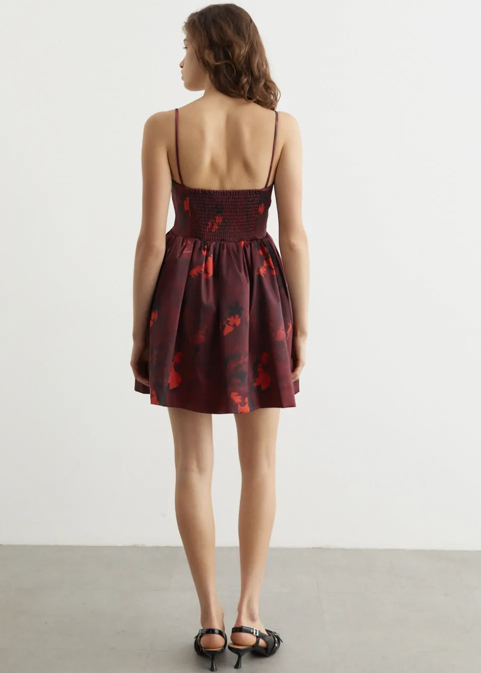 Printed Double Satin Strap Mini Dress