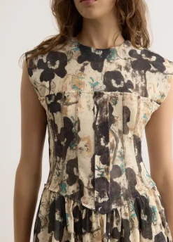 Printed Marl Mesh Corset Mini Dress