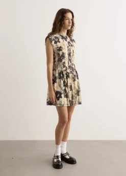 Printed Marl Mesh Corset Mini Dress