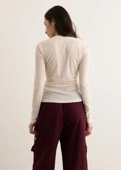 Printed Marl Mesh Long Sleeve Top