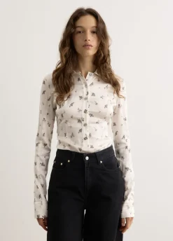 Printed Satin Button Down Bodystocking