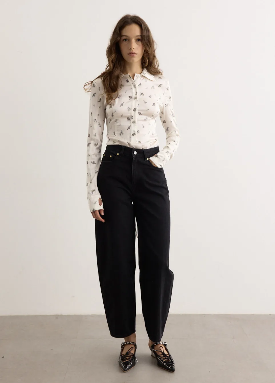 Printed Satin Button Down Bodystocking