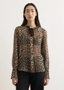Printed Viscose Chiffon Tie String Shirt