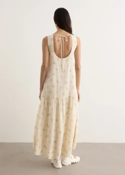 Printed Viscose Habotai Long Dress