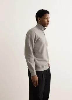 Regular Fit Organic Cotton Badge Half Zip Sweatshirt