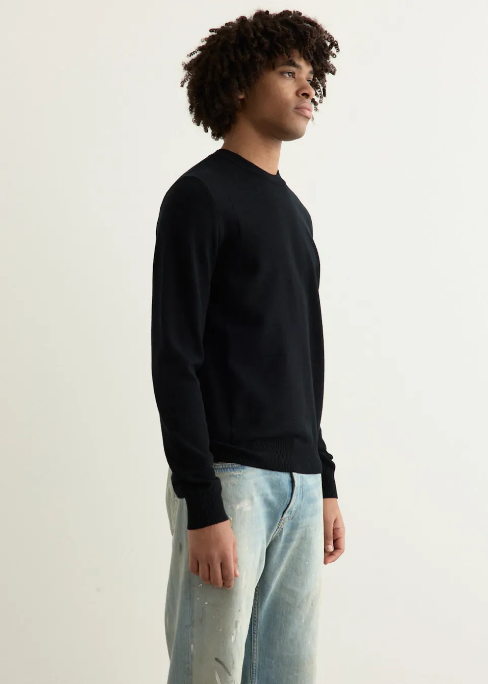 Reverse Stitch Detail Crewneck Knit