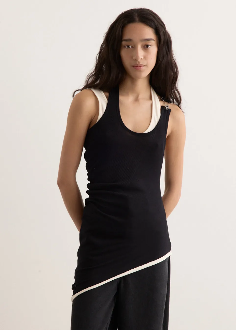 Ribbed Twisted Double Layer Tank Top