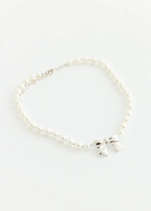 Ribbon Pearl Bead Necklace