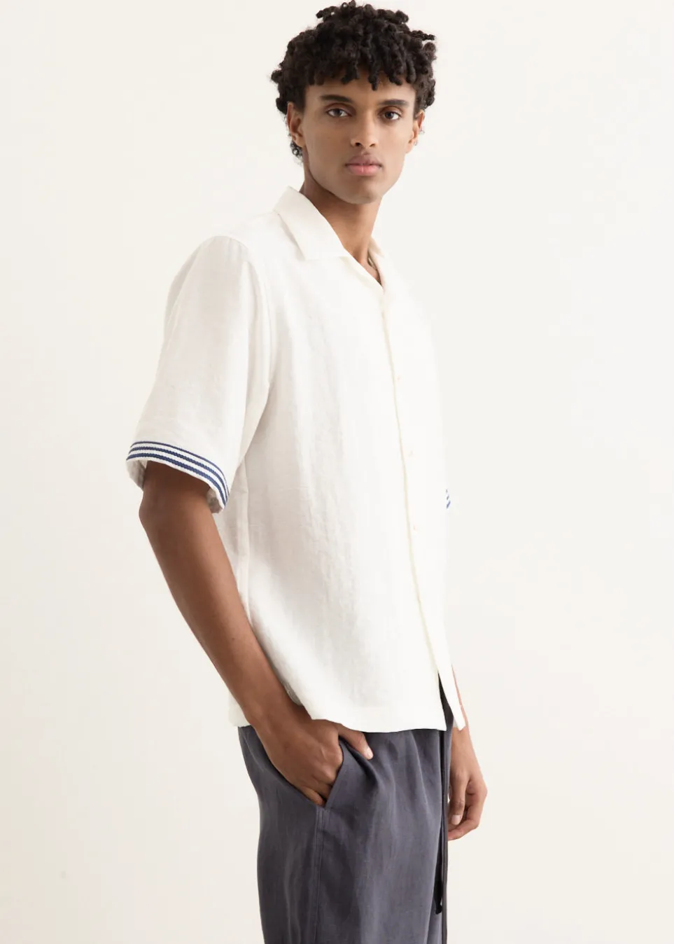 Rope Embroidery Camp Collar Shirt