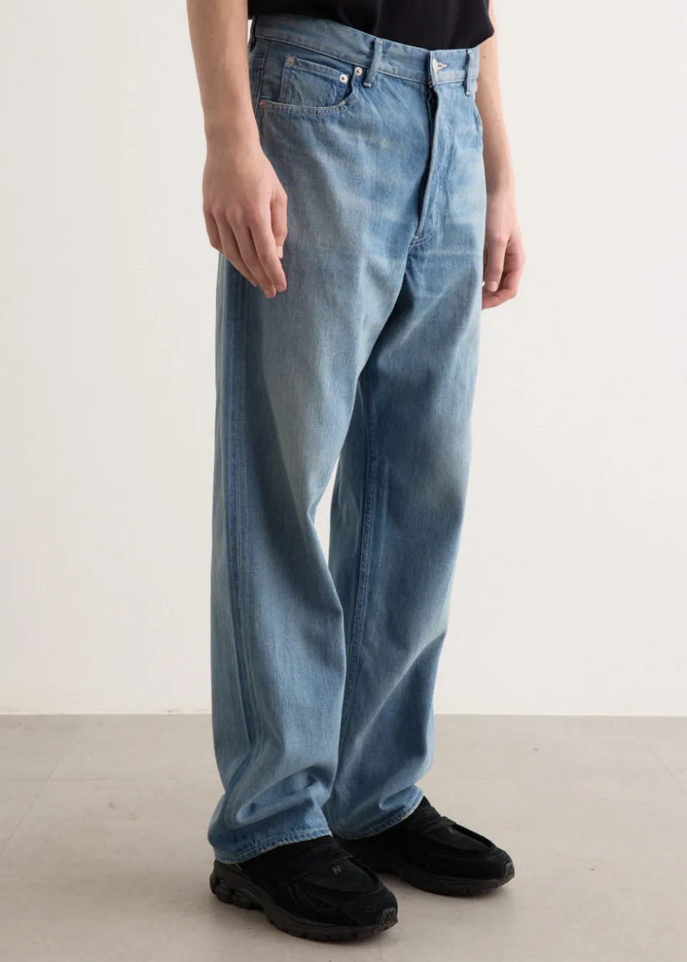 Selvedge Faded Light Denim Wide Pants