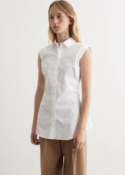 Shaped Poplin Sleeveless Shirt