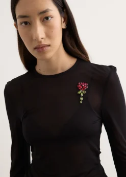 Sheer Fitted Ballet Mesh Top With Bip