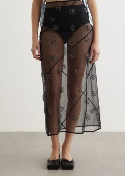 Sheer Spiral Midi Skirt