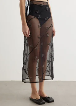 Sheer Spiral Midi Skirt