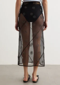 Sheer Spiral Midi Skirt