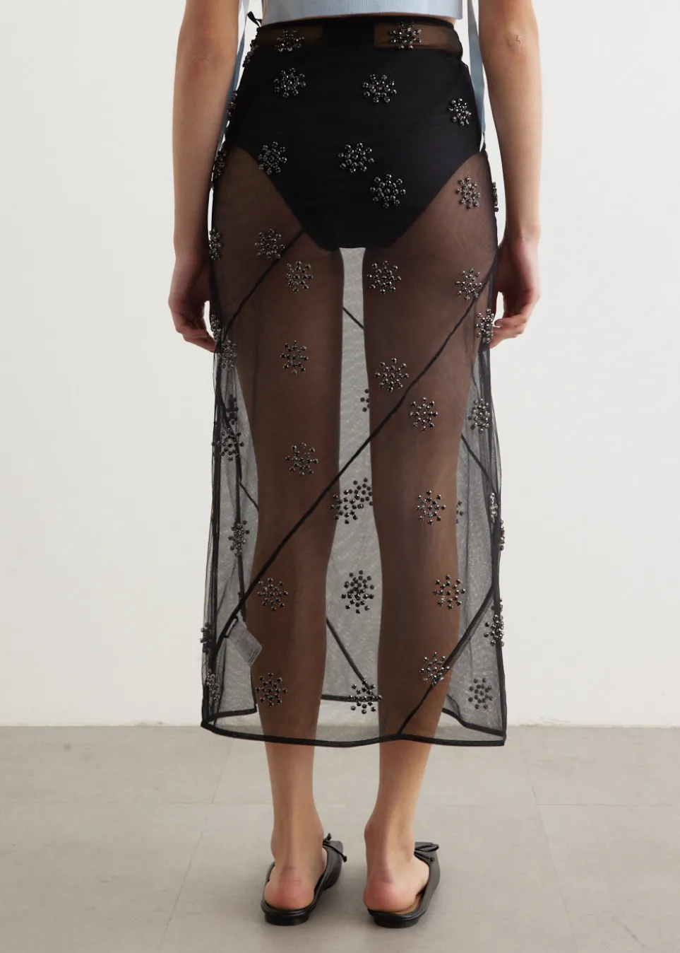 Sheer Spiral Midi Skirt