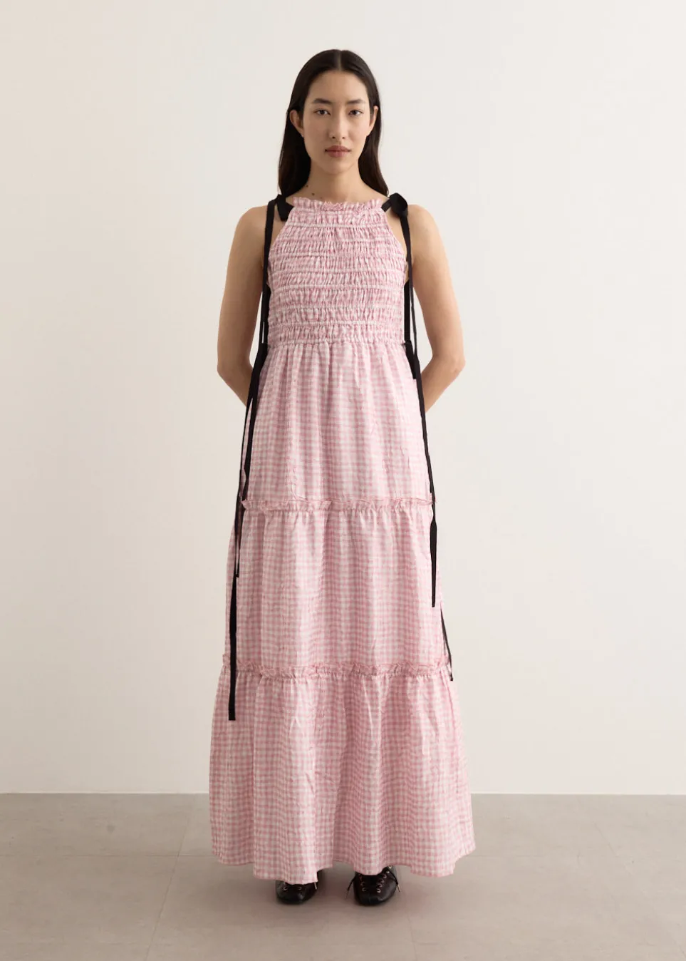 Shibori Pleat Maxi Smock Slip Dress