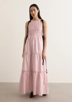 Shibori Pleat Maxi Smock Slip Dress