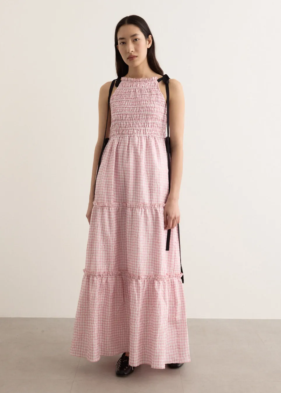 Shibori Pleat Maxi Smock Slip Dress