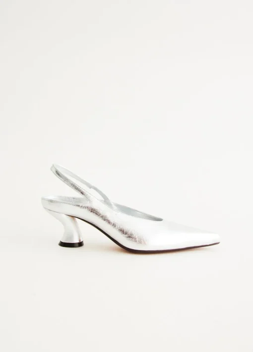 Silver Heeled Slingbacks