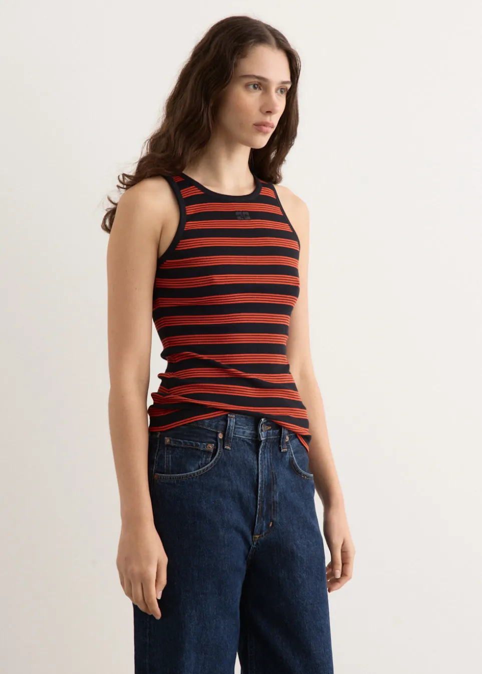 Soft Cotton Rib Striped Tank Top